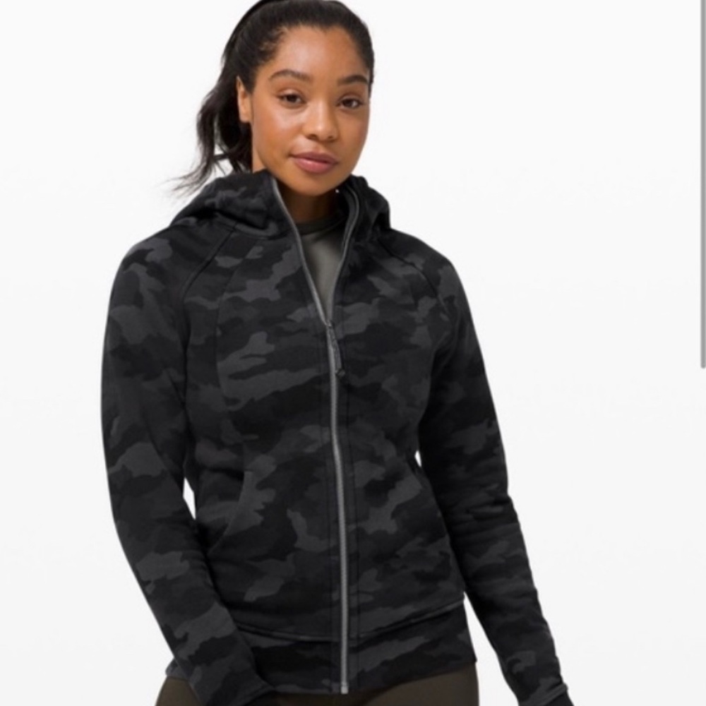LULULEMON FULL-ZIP SCUBA HOODIE, Black & Charcoal, Size 8
